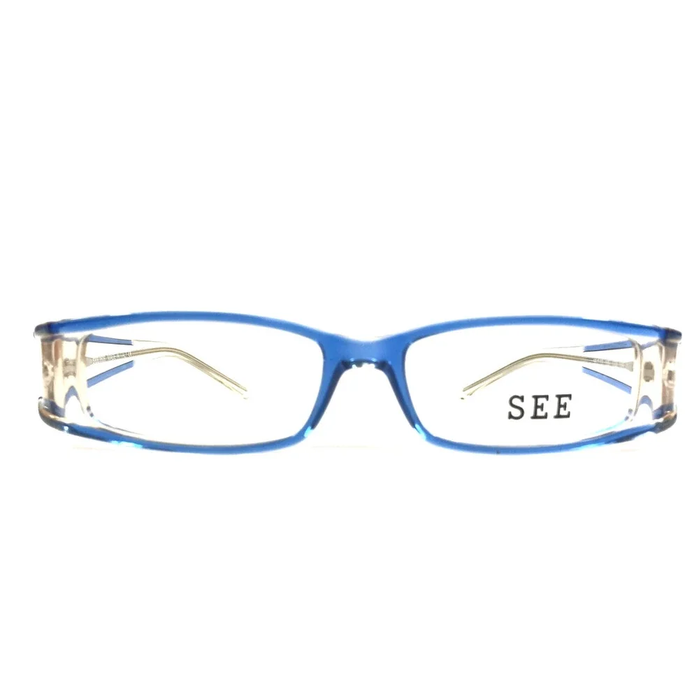 Vintage SEE Eyeglasses Frames 2608 COL. 104 Blue Clear Striped 56-13-135